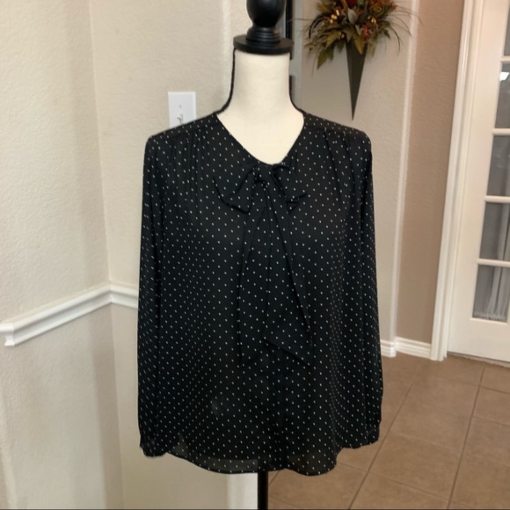 Zara Basic black polka dot top